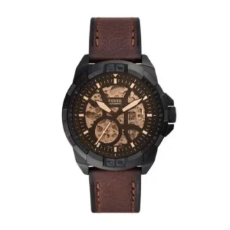 Reloj Bronson automático con correa de piel marrón LiteHide™