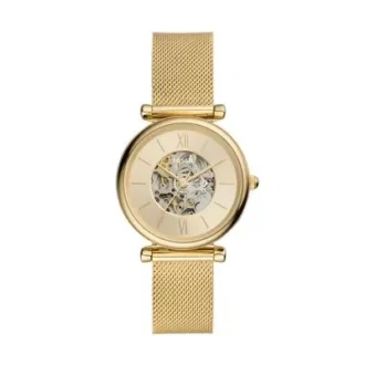 Reloj Carlie automático con malla de acero inoxidable dorado