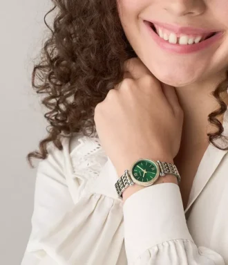 Reloj Carlie de acero inoxidable bicolor con tres agujas