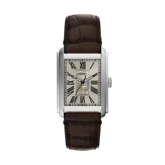 Reloj Carraway automático de piel de cocodrilo marrón