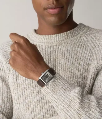 Reloj Carraway automático de piel de cocodrilo marrón