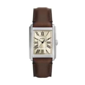 Reloj Carraway de tres agujas con correa de cuero marrón