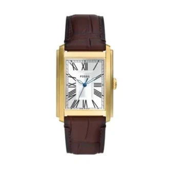 Reloj Carraway de tres agujas con correa de piel de cocodrilo marrón