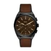 Reloj cronógrafo Everett de cuero marrón