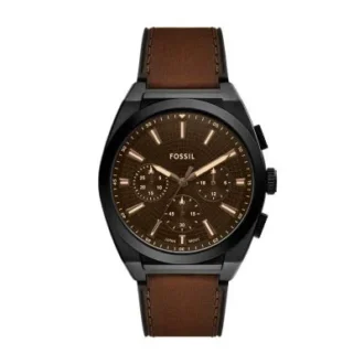 Reloj cronógrafo Everett de cuero marrón