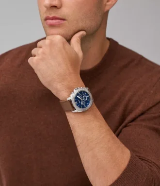 Reloj cronógrafo Privateer de cuero marrón