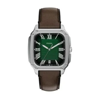Reloj Crosby de tres agujas con correa de cuero marrón