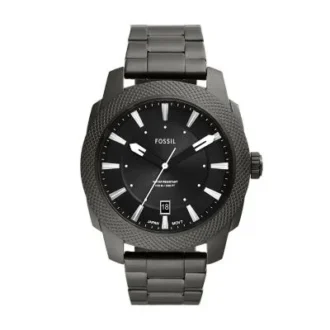 Reloj de acero inoxidable ahumado con tres agujas y fecha