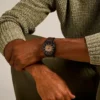 Reloj Everett automático de cuero LiteHide™ marrón oscuro