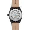Reloj Everett automático de cuero LiteHide™ marrón oscuro