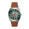 Reloj Everett automático de piel marrón