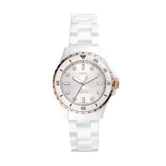 Reloj FB-01 de cerámica blanca con tres agujas