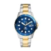Reloj Fossil Blue Dive de acero inoxidable bicolor con tres agujas y fecha Reloj Fossil Blue Dive de acero inoxidable bicolor con tres agujas y fecha