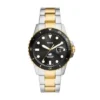Reloj Fossil Blue Dive de acero inoxidable bicolor con tres agujas y fecha Reloj Fossil Blue Dive de acero inoxidable bicolor con tres agujas y fecha