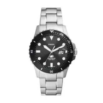 Reloj Fossil Blue Dive de acero inoxidable con tres agujas y fecha
