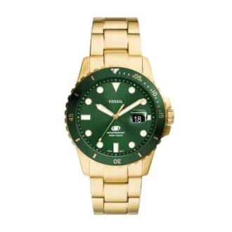 Reloj Fossil Blue Dive de tres agujas con fecha, acero inoxidable dorado