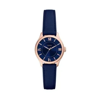 Reloj Gilmore de tres agujas con correa de piel azul marino