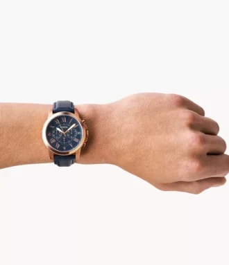 Reloj Grant Cronógrafo de cuero azul marino