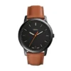 Reloj minimalista y delgado de tres agujas con correa de cuero marrón claro Reloj minimalista y delgado de tres agujas con correa de cuero marrón claro