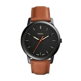 Reloj minimalista y delgado de tres agujas con correa de cuero marrón claro