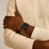 Reloj minimalista y delgado de tres agujas con correa de cuero marrón claro Reloj minimalista y delgado de tres agujas con correa de cuero marrón claro