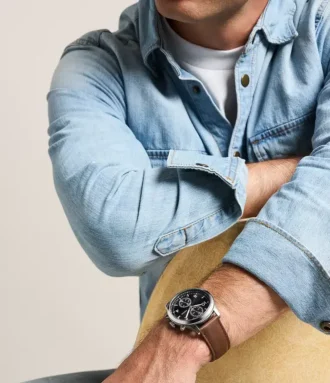 Reloj multifunción Bennett de cuero marrón