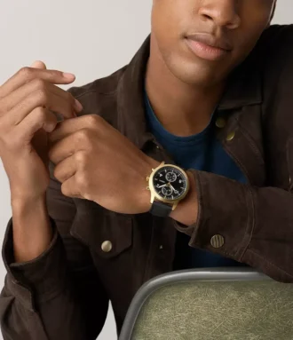 Reloj multifunción Bennett de cuero negro