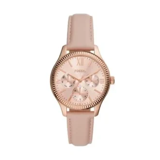 Reloj multifunción Rye de piel rosa