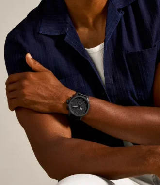 Reloj Nate Chronograph de cuero negro