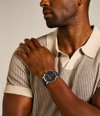 Reloj Neutra Chronograph de cuero negro