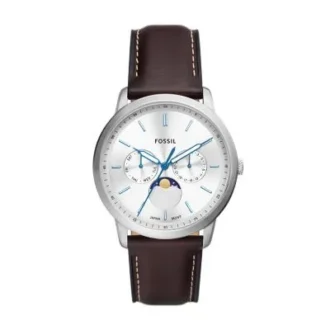 Reloj Neutra Moonphase multifunción con correa de piel marrón