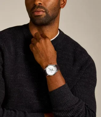 Reloj Neutra Moonphase multifunción con correa de piel marrón
