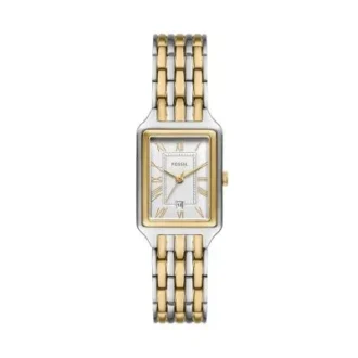 Reloj Raquel de acero inoxidable bicolor con tres agujas y fecha