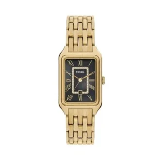 Reloj Raquel de acero inoxidable dorado con tres agujas y fecha