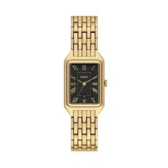 Reloj Raquel de acero inoxidable dorado con tres agujas y fecha