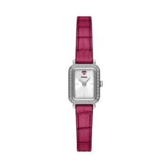 Reloj Raquel Mini de dos agujas con correa de piel rosa