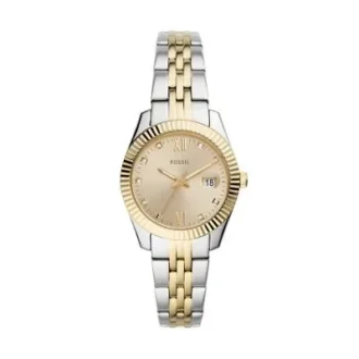 Reloj Scarlette de acero inoxidable bicolor con tres agujas y fecha