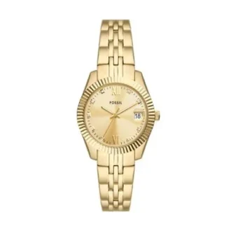 Reloj Scarlette de acero inoxidable dorado con tres agujas y fecha Reloj Scarlette de acero inoxidable dorado con tres agujas y fecha