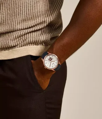Reloj Townsman automático de cuero azul marino