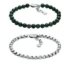 Set de regalo con pulsera de acero inoxidable y ágata verde
