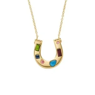 Sutton The Good Luck Collection Collar con colgante de herradura de acero inoxidable dorado