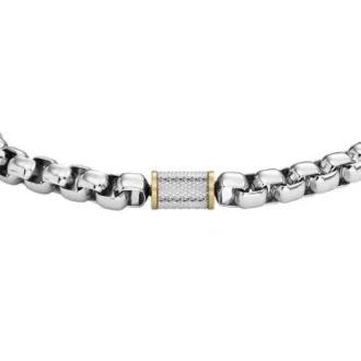 Textura moleteada a máquina Pulsera de cadena de acero inoxidable de dos tonos